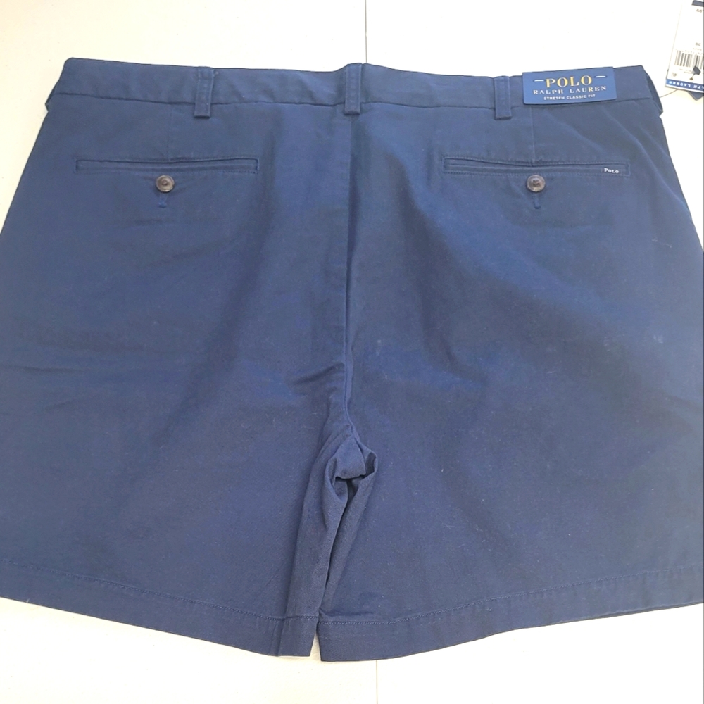 Ralph Lauren Polo Navy Stretch Classic Fit Flat Front Shorts-Size 38